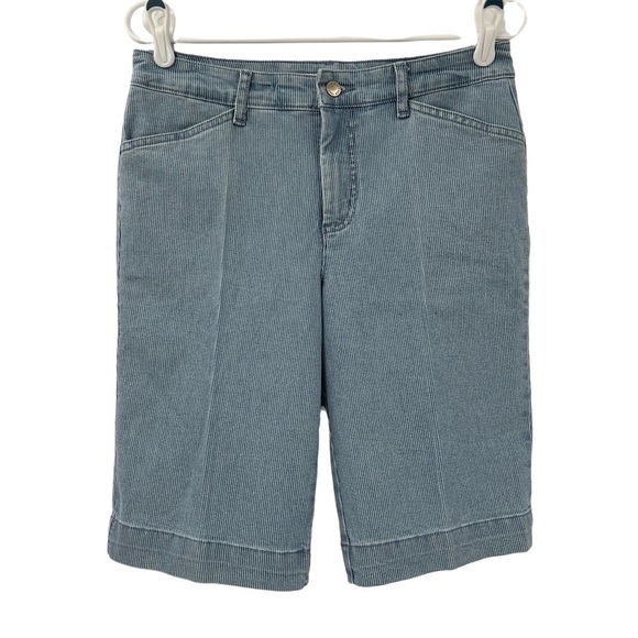 Jones New York Blue Striped Denim Trouser Shorts Size 6 Women’s - Picture 1 of 6